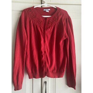 Hartstrings Sz 7 Red‎ Girl’s Cotton Holiday Valentine Winter Cardigan Sweater